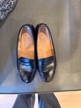 Tod's Black Leather Penny Loafers